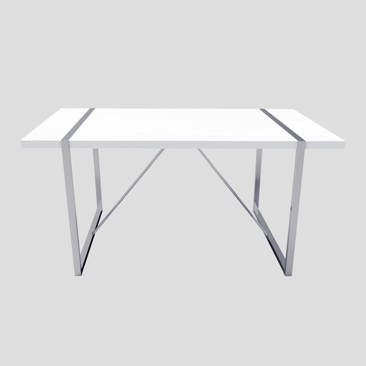 White Dining Table with Silver Metal Legs A476