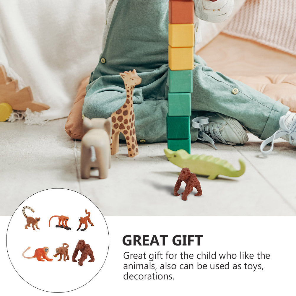 Monkey Animal Figurines Toys Figures Model Miniature Gorilla Figure Cake Kids Models Simulation Statue Zoo I23408