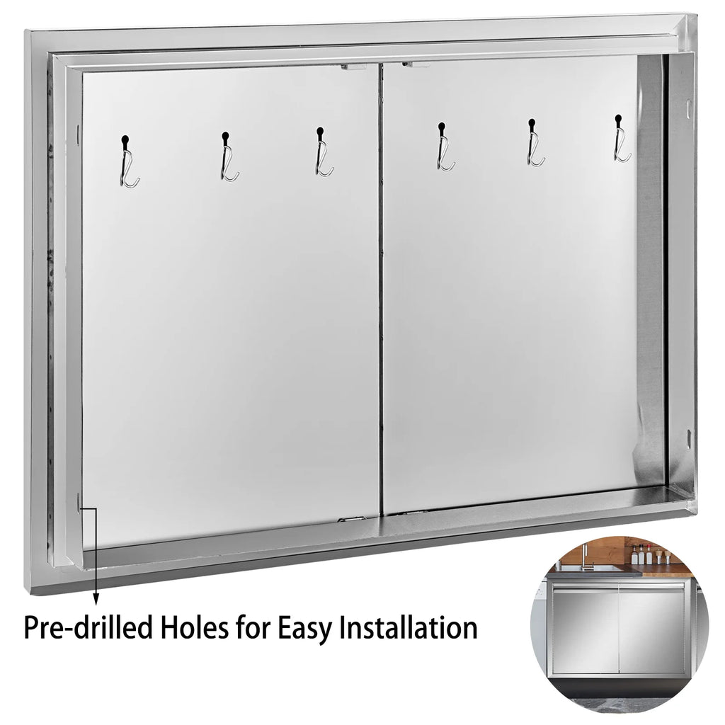 Double Wall Stainless Steel Outdoor Access Door with Hooks Q693808