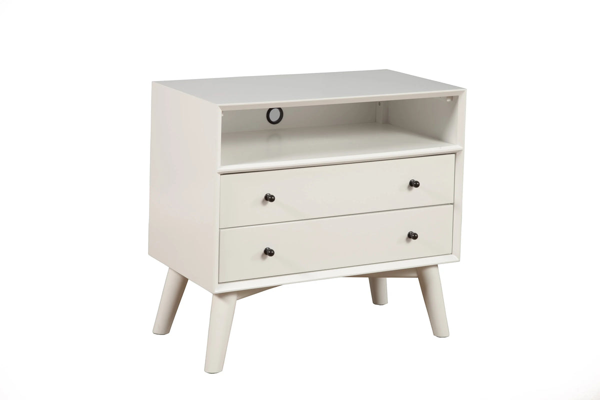 White 2 Drawer Wood Nightstand V352301