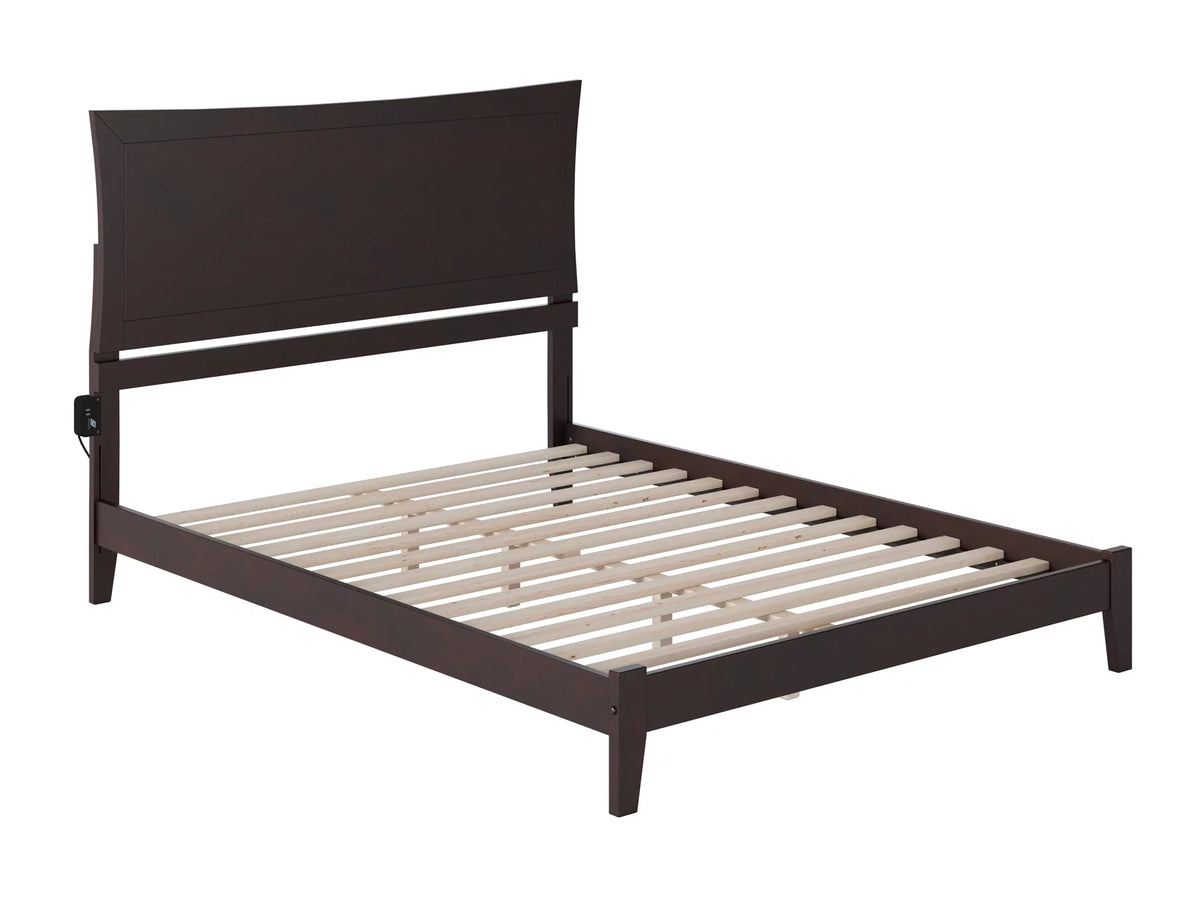 Queen Low Profile Wood Platform Bed Frame with Panel Headboard Y46244
