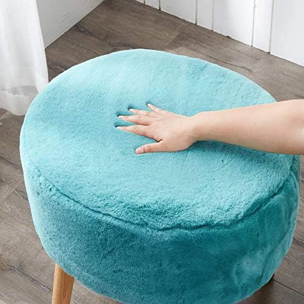 Heavy Faux Fur Oval Ottoman 22'' x 18'' x 18'' Black Z289
