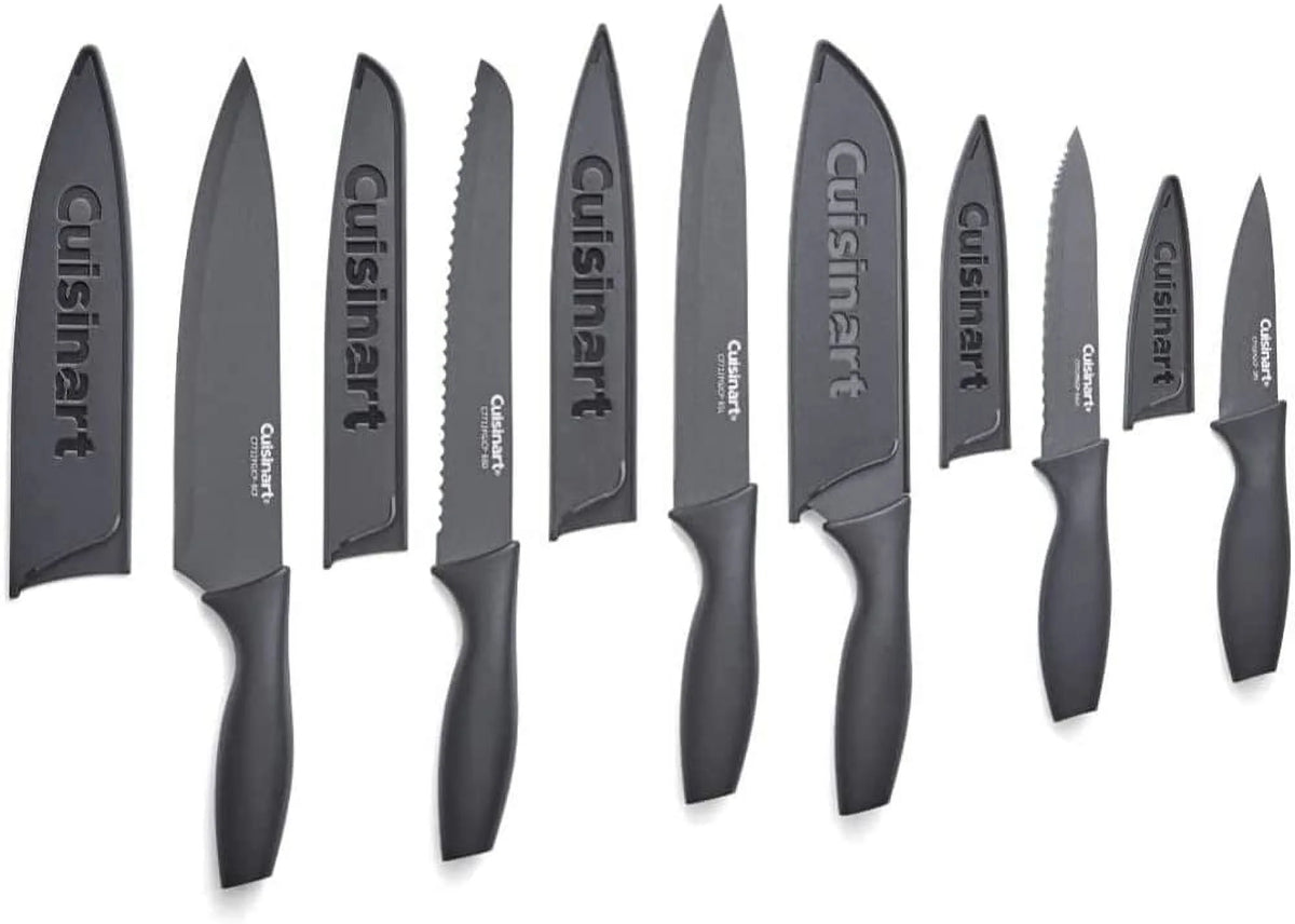 11-Piece Nonstick Hard-Anodized Cookware Set and 12 Piece Ceramic Coated Cutlery Set Matte Black A849463