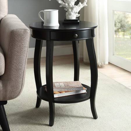 Black End Table with Storage E2066