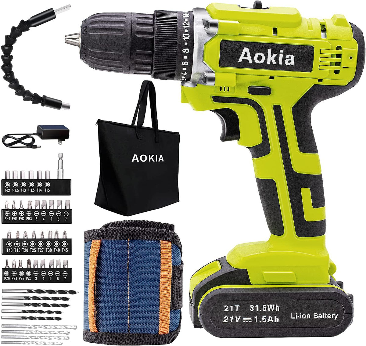 21V Cordless Drill Driver Tool Kit 43pcs Drill Bits H969802