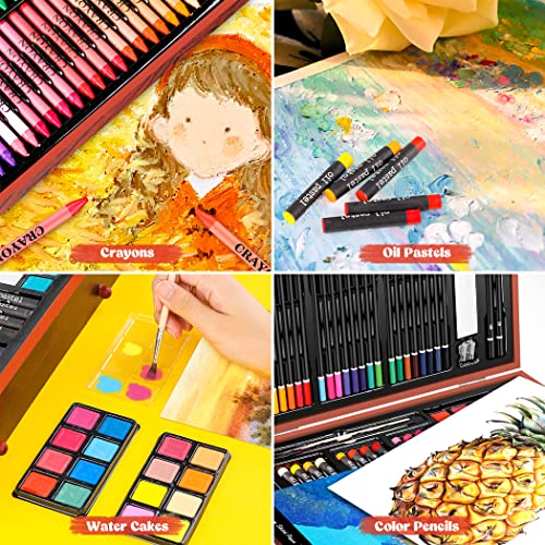 153-Pack Art Set in Wooden Case with 2 A4 Sketch Pads N5358