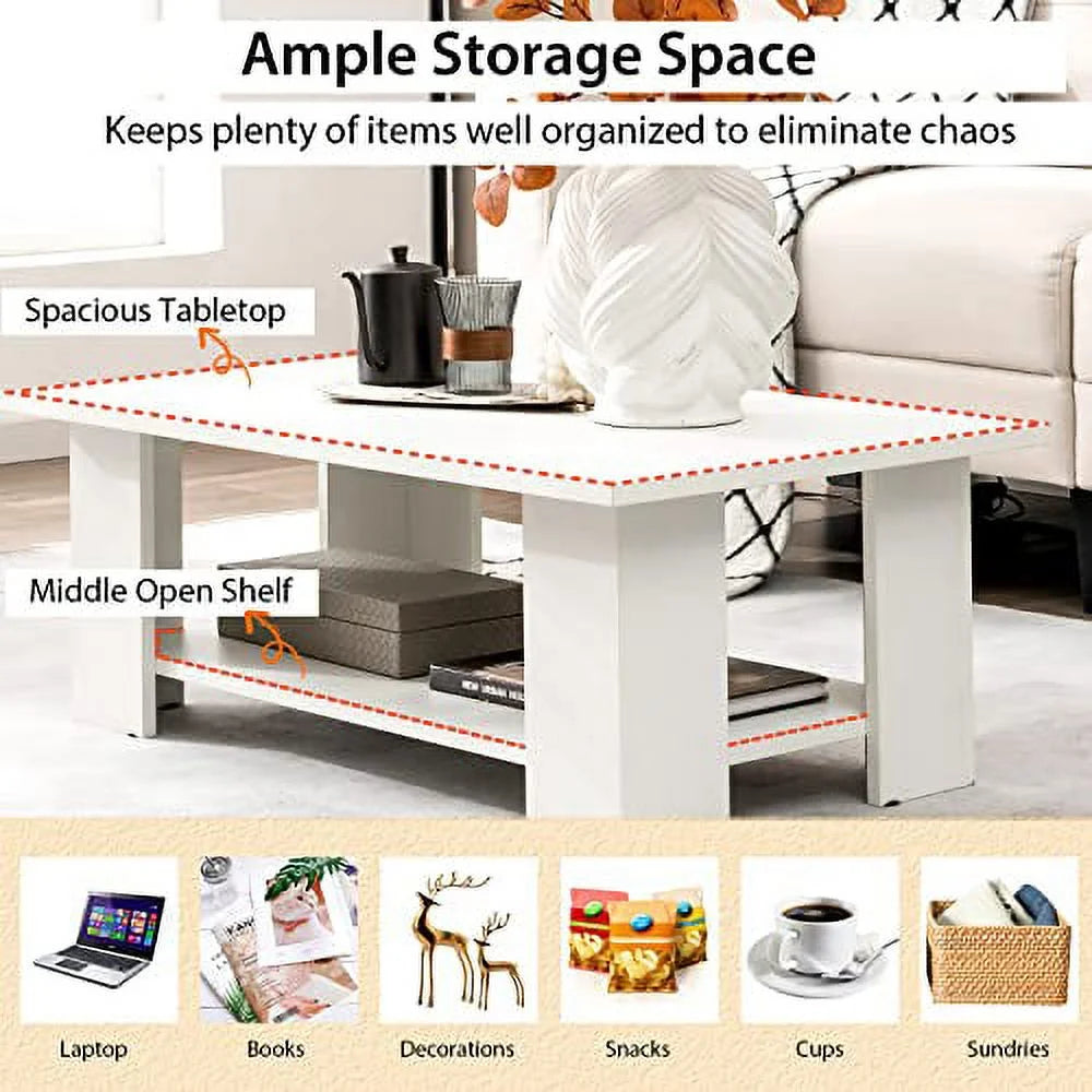 White Coffee Table with Storage O302351