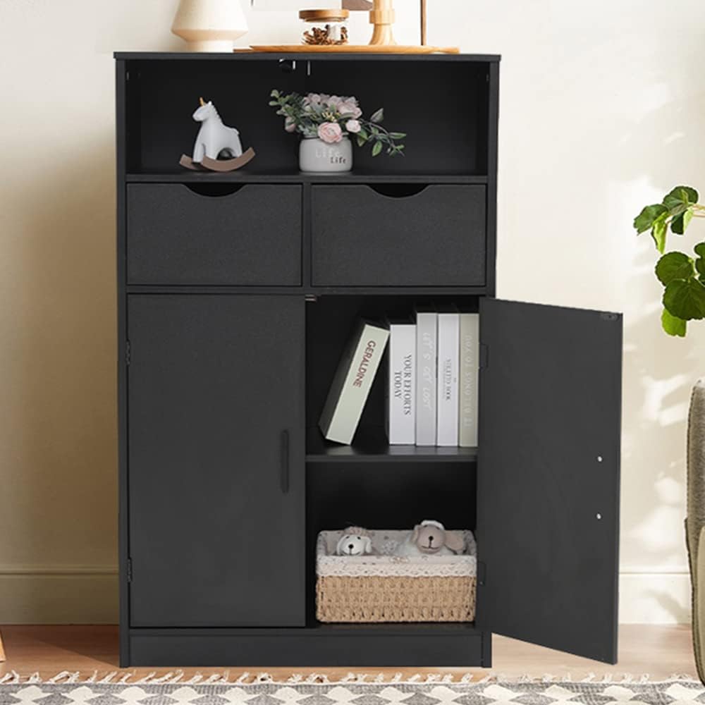White Bathroom Floor Cabinet with 2 Drawers N660