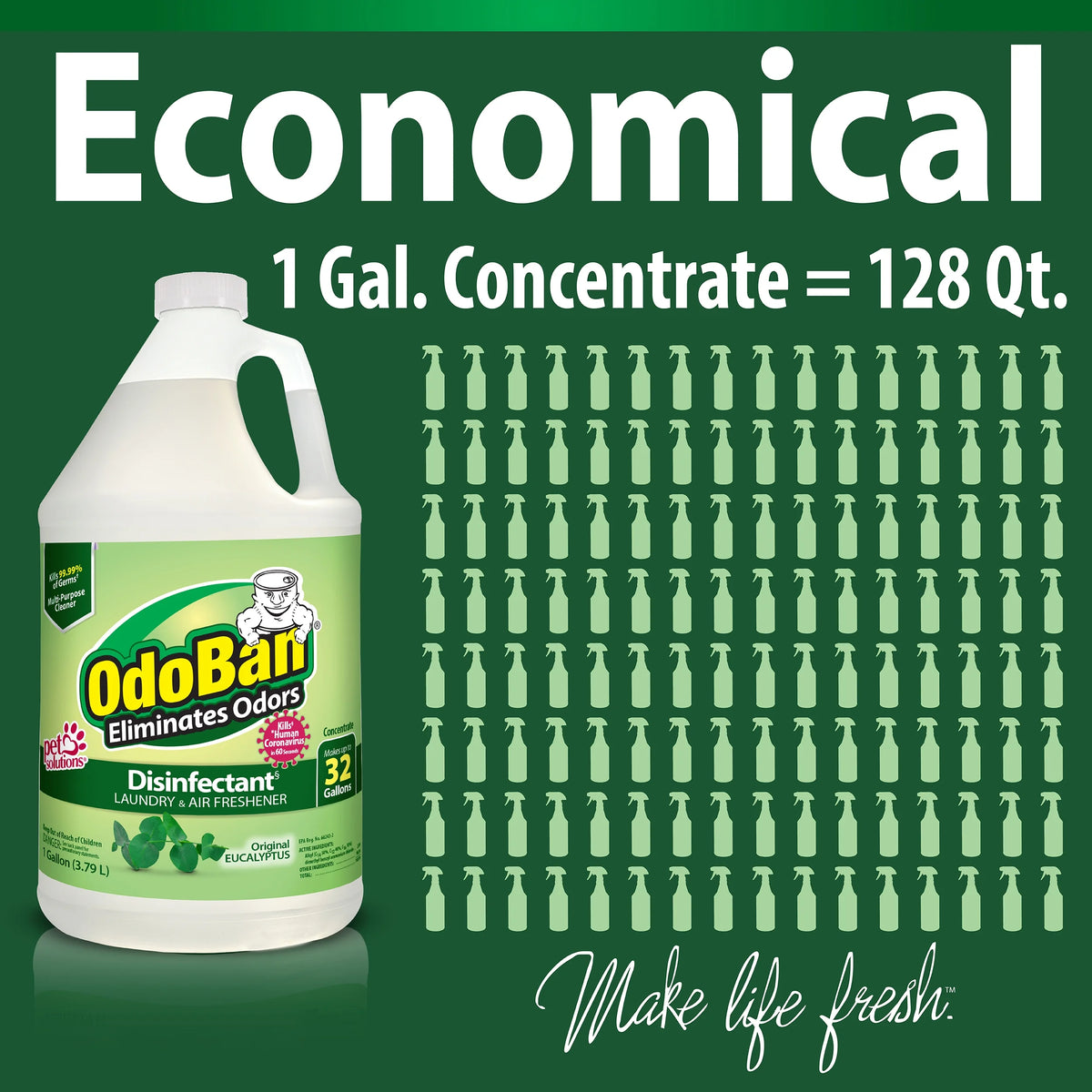 1 Gallon Multipurpose Cleaner Concentrate, 32oz Ready-to-Use, 4oz Travel Spray, Eucalyptus Scent A205