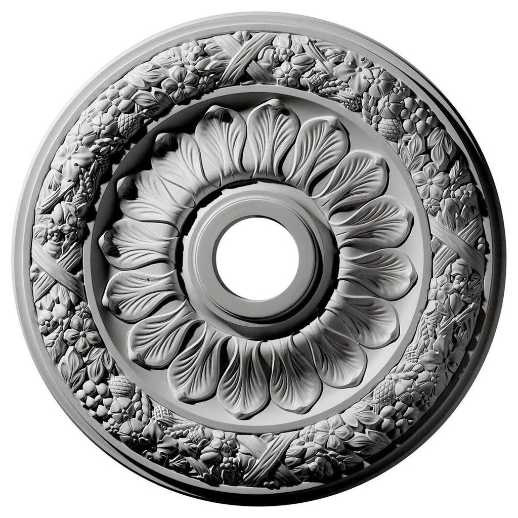 24x22OD x 4x22ID x 1 1/2x22P Hand-Painted Pearl White Ceiling Medallion D256