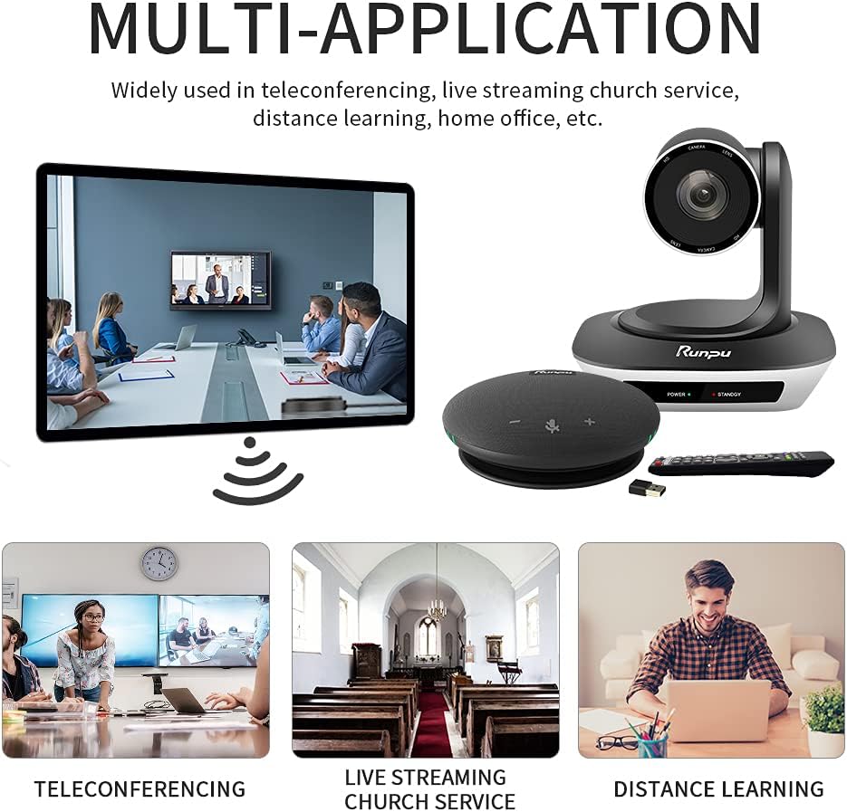 HD1080P PTZ Conference Room Camera with Wireless Bluetooth USB Conference Microphone and Speaker L627365