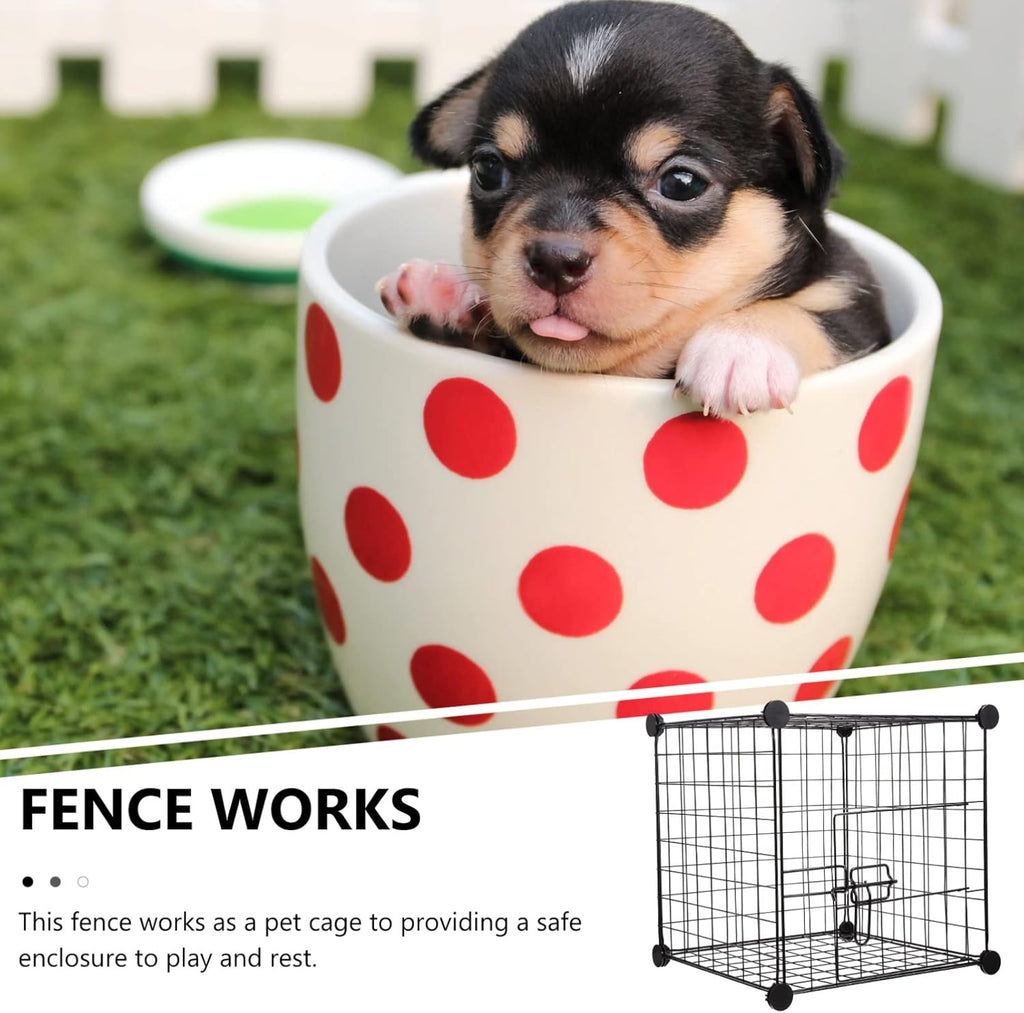 Black Pack of 2 Foldable Metal Dog Exercise Playpen U93701