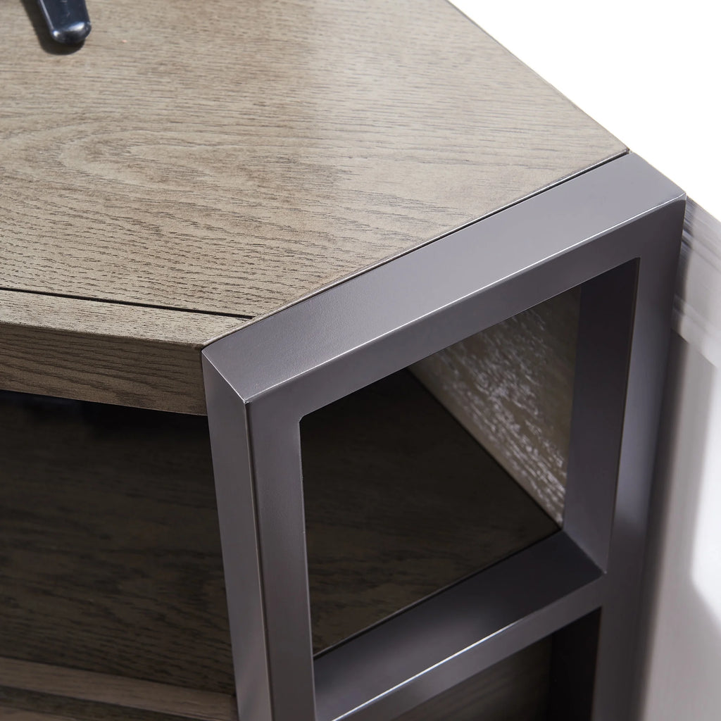 Mixed Metal and Wood Corner TV Stand L860
