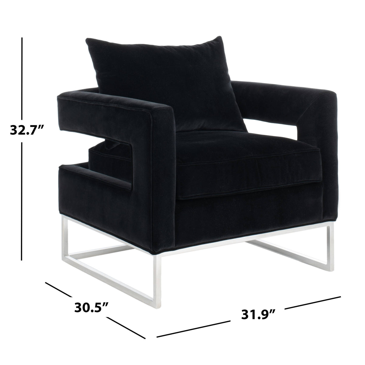 Velvet Club Chair Black V949751