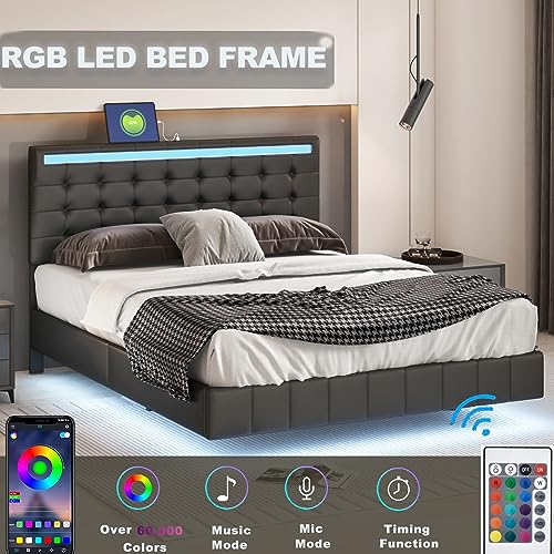Queen Size LED Bed Frame with USB Charging O2761