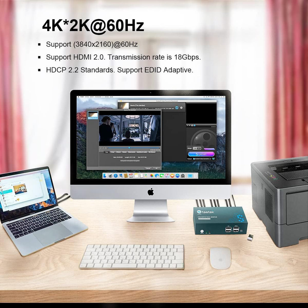Dual Monitor 2 Port 4K@60Hz HDMI KVM Switch X20903