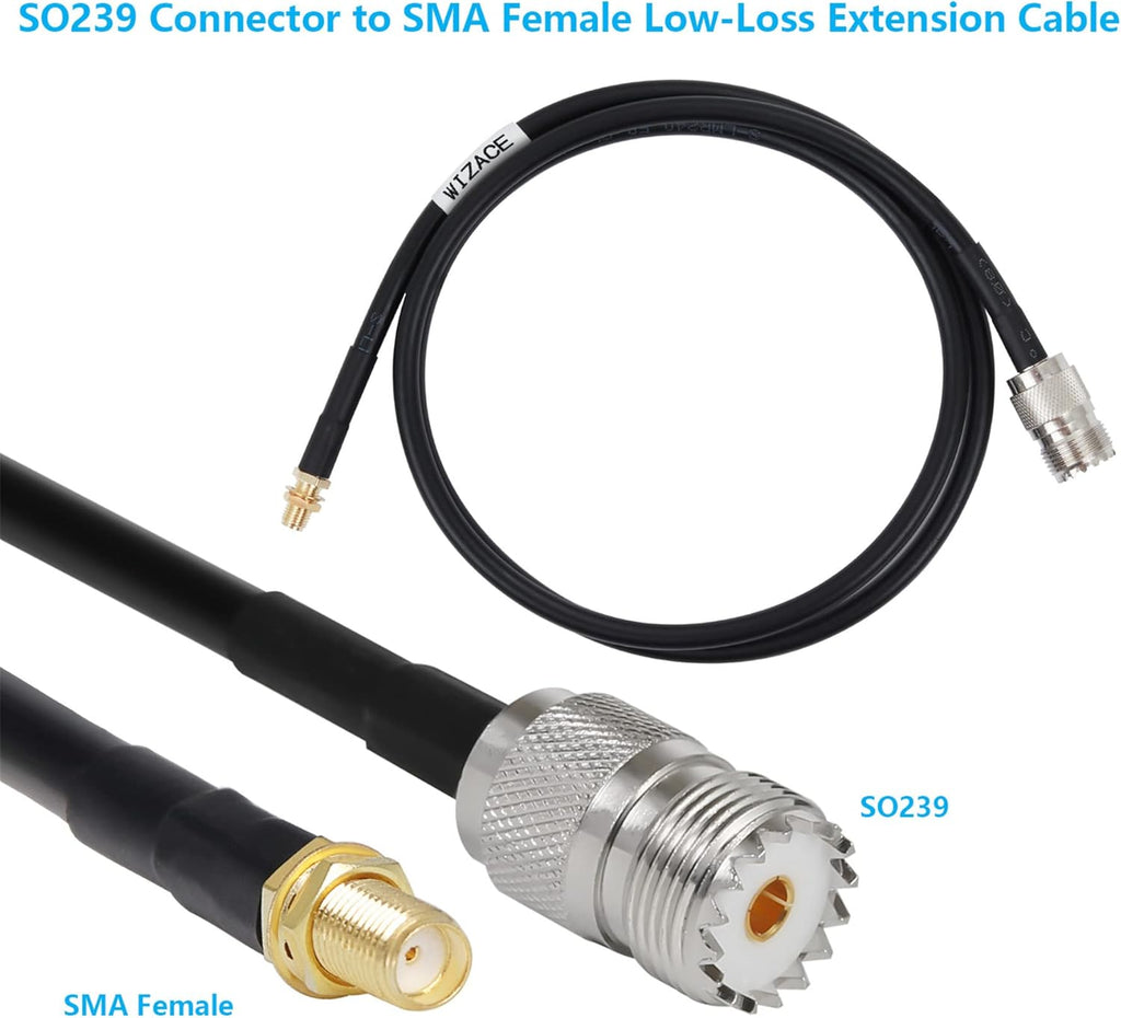 36 ft SMA Female to SO239 Extension Cable, Pure Copper Low-Loss Coaxial Cables 50 Ohm V98744