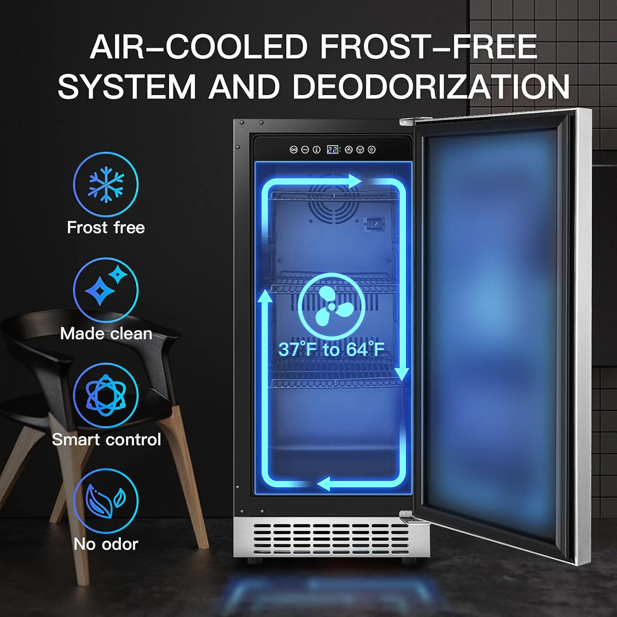 15 Inch Stainless Steel Beverage Refrigerator 100 Cans W514