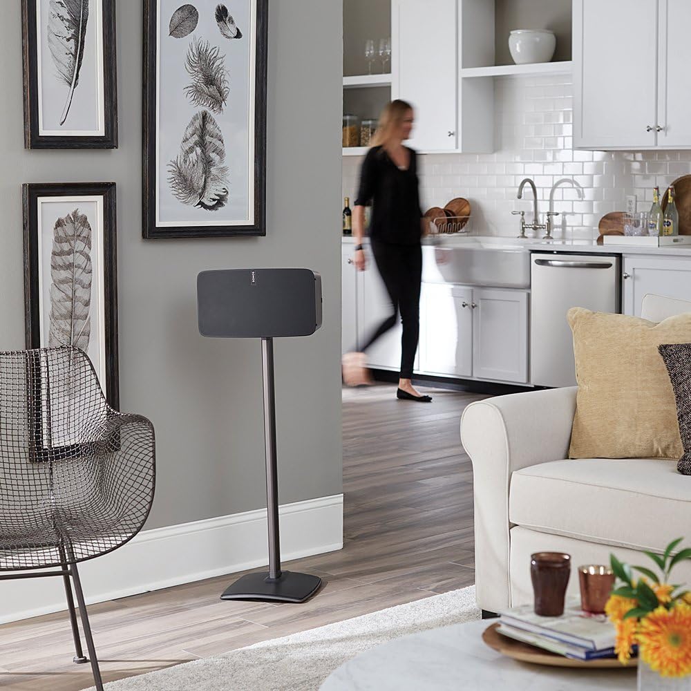 Black Wireless Speaker Stand with Cable Management W54077