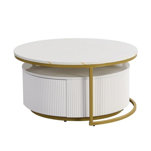 Round Nesting Coffee Table Set of 2 with Drawers K21759