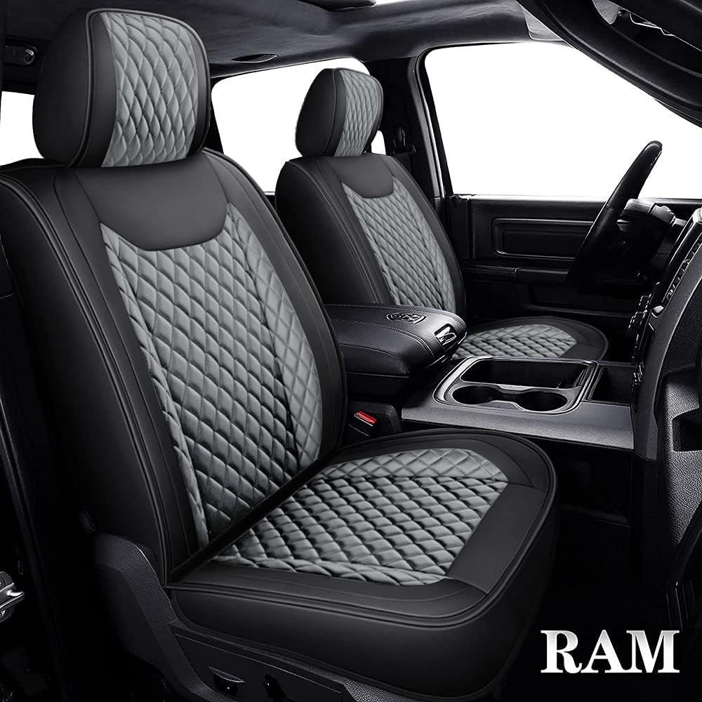 Black Gray Waterproof Faux Leather Full Set Seat Covers P14311
