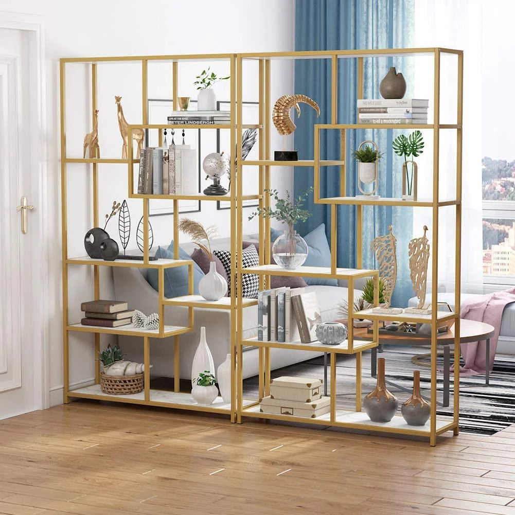 Gold 8 Shelves Etagere Bookcase V284160