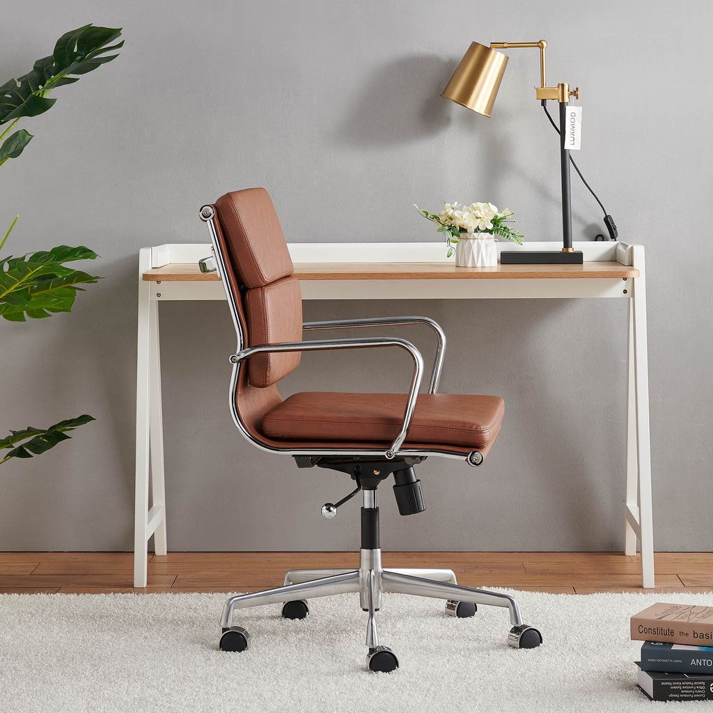 Brown Leather Adjustable Swivel Office Chair Y16522