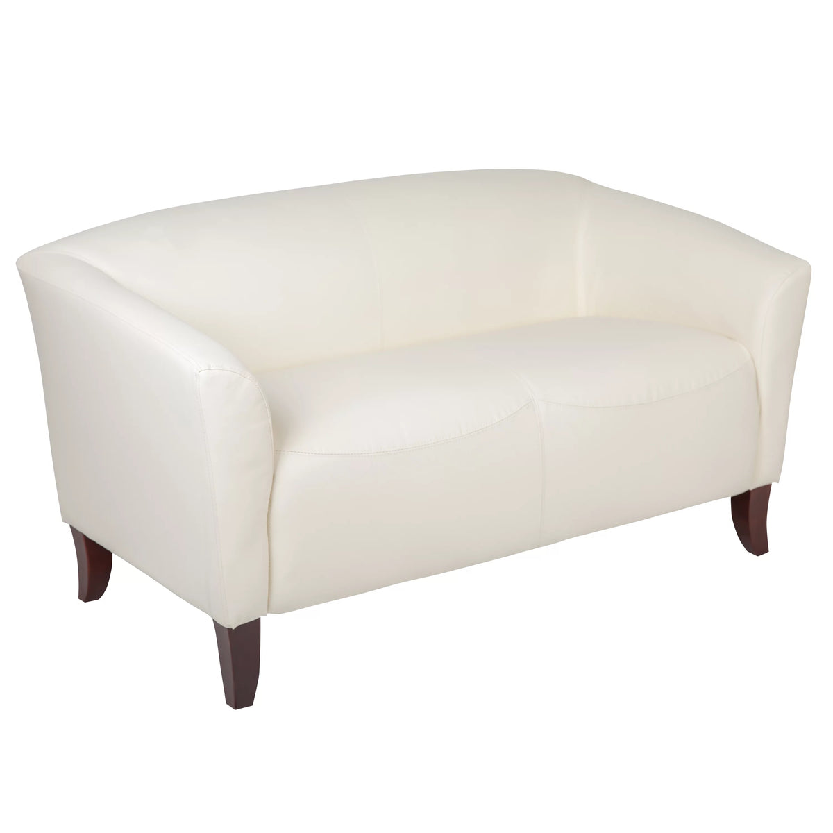 Ivory LeatherSoft Loveseat with Cherry Wood Feet M599515