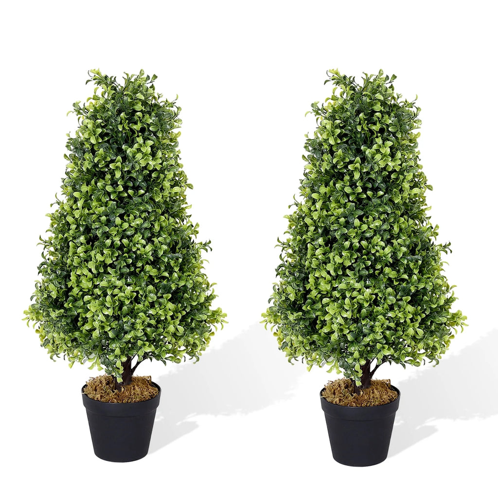Artificial Topiary Trees 2 Pack 30 Inch Faux Boxwood I4867
