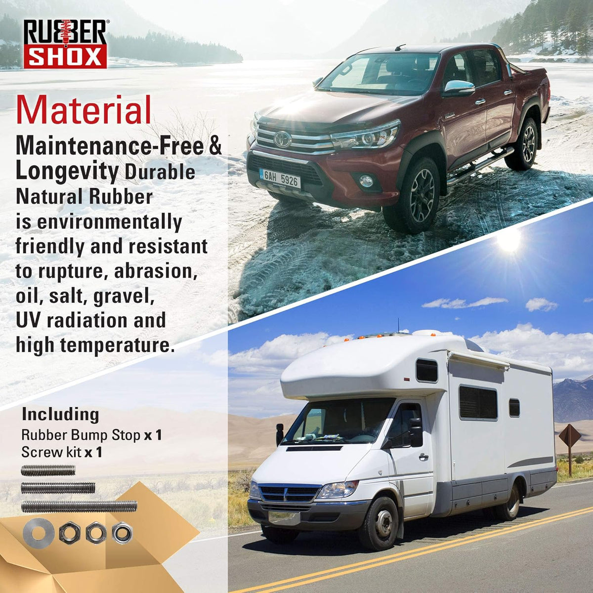 Rubber Bump Stop for Truck and RV Suspension, 3 Sizes, 2 pcs Q75016