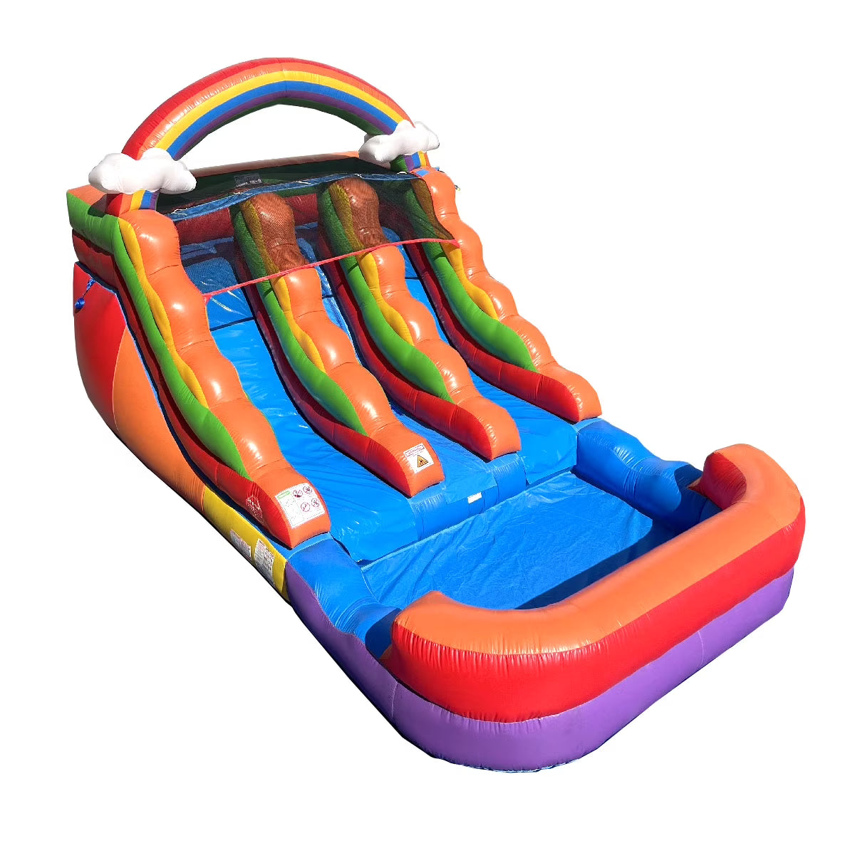 Rainbow Cloud Inflatable Double Water Slide with Blower, 13 Ft G464338