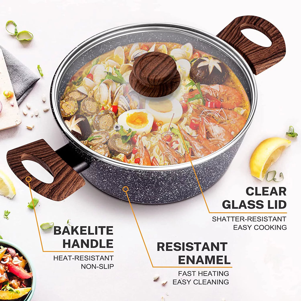Non Stick Granite 8 Pieces Induction Cookware Set C86387