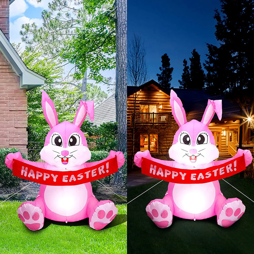 Easter Inflatable Bunny Yard Decorations with LED Lights A99485