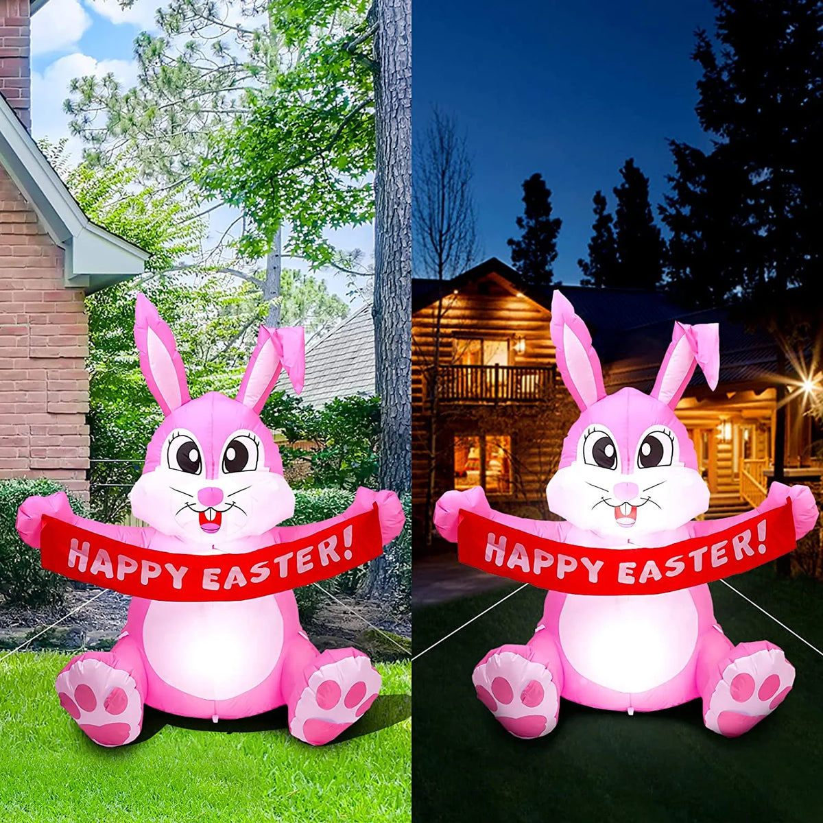 Easter Inflatable Bunny Yard Decorations with LED Lights A99485