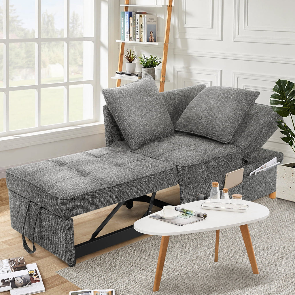 Dark Gray 4 in 1 Convertible Sleeper Chair with 2 Pillows H88194