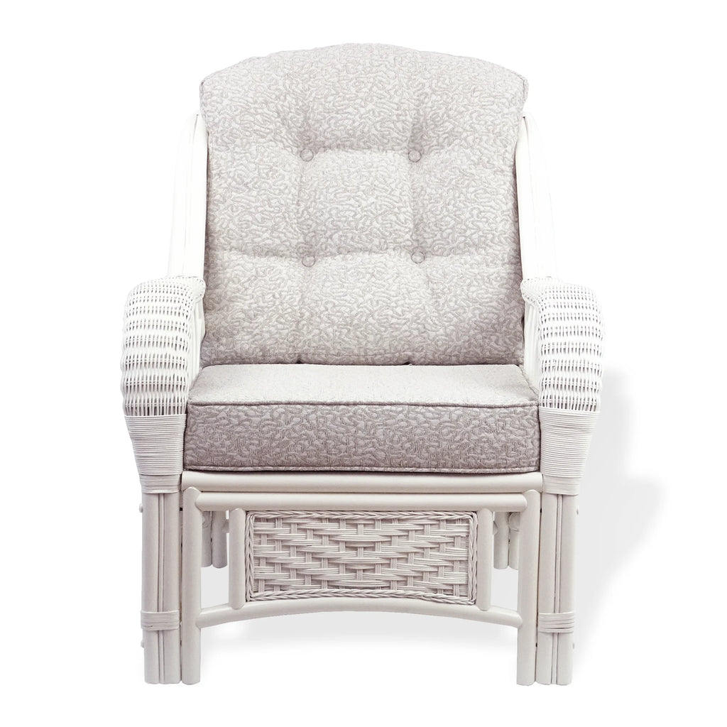 Rattan Wicker Living Room Set 4 Pieces: 2 Lounge Chair ThreeSeater/Sofa Coffee Table White Color with Cushion A20505