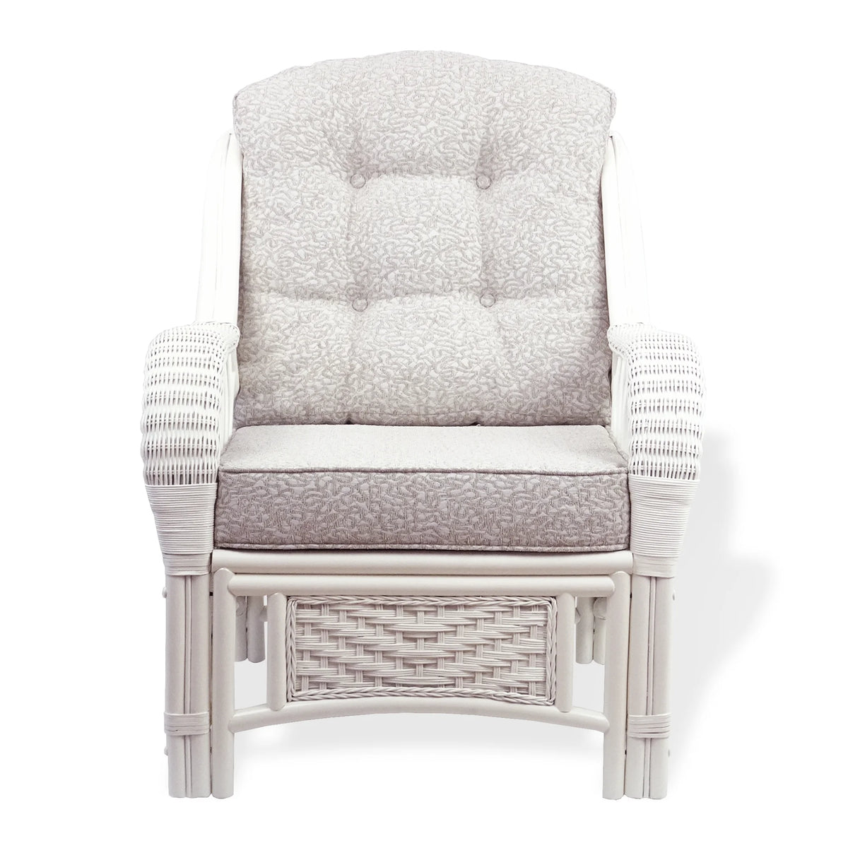 Rattan Wicker Living Room Set 4 Pieces: 2 Lounge Chair ThreeSeater/Sofa Coffee Table White Color with Cushion A20505