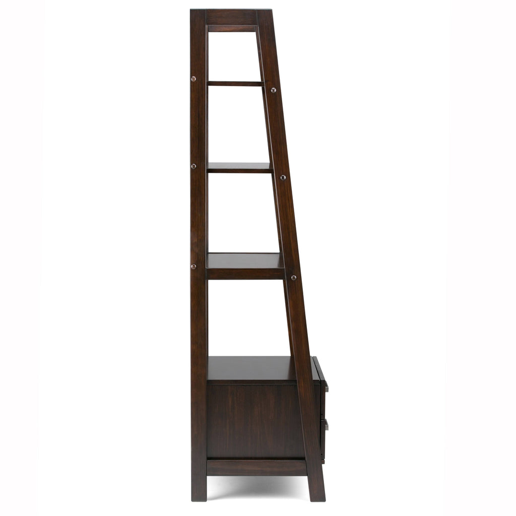 Solid Wood Ladder Shelf with Storage Distressed Gray Z859474