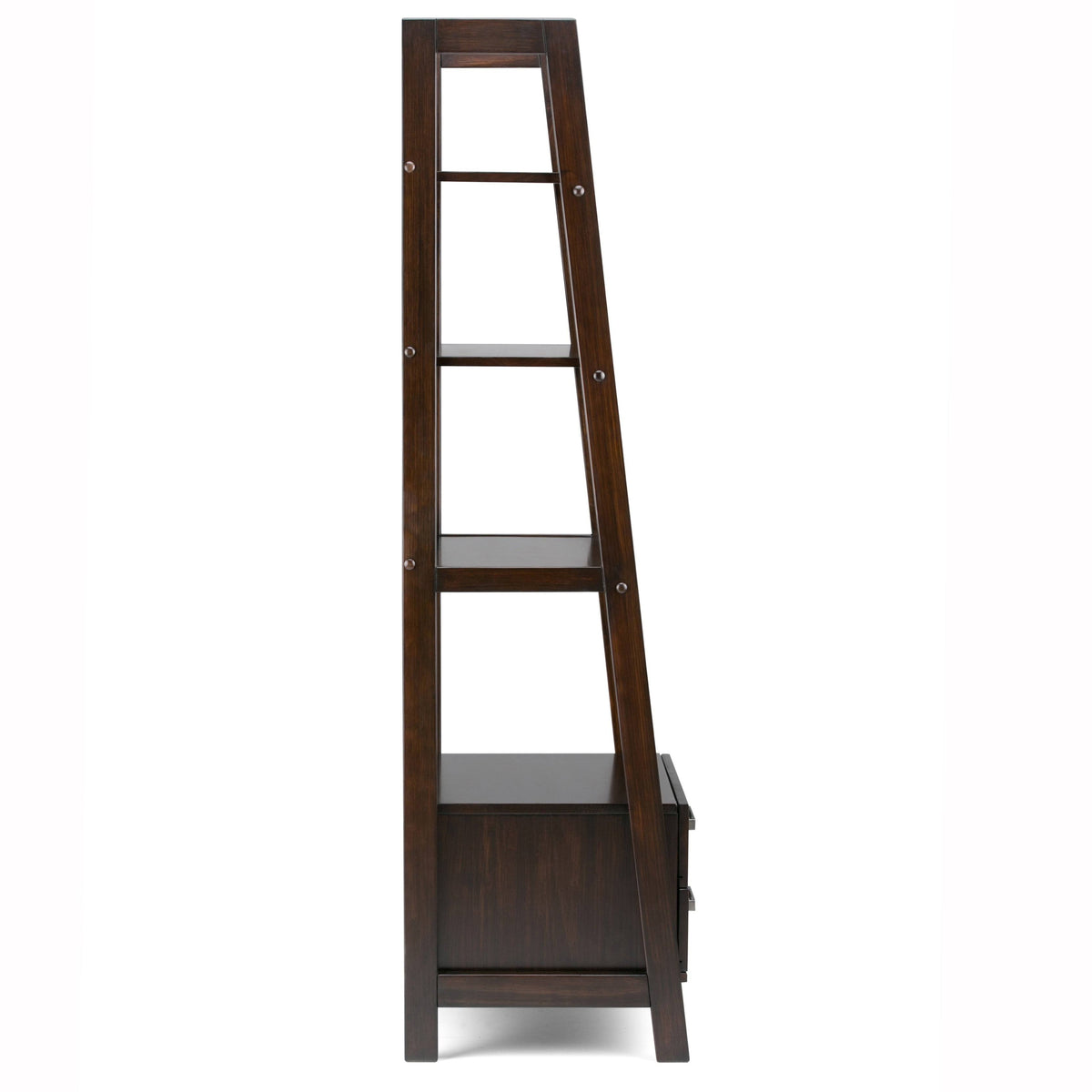 Solid Wood Ladder Shelf with Storage Distressed Gray Z859474