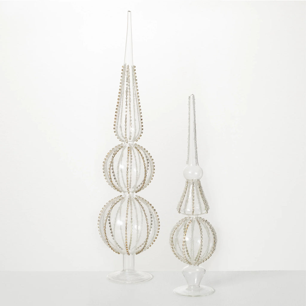 Clear Glass Finial Set of 2 P70392