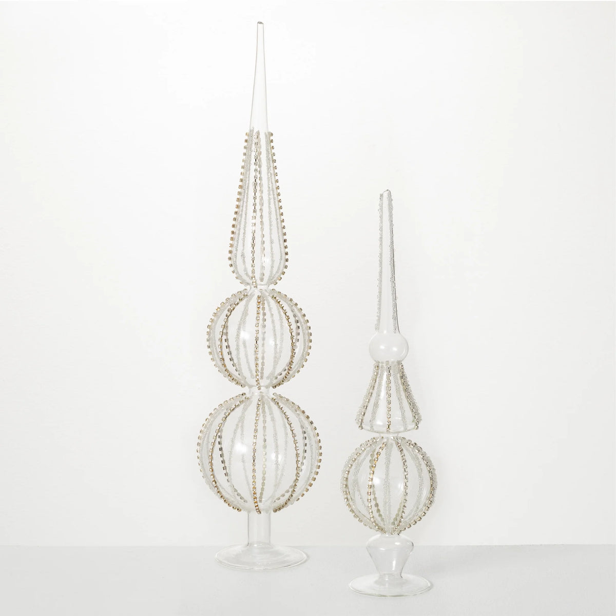 Clear Glass Finial Set of 2 P70392