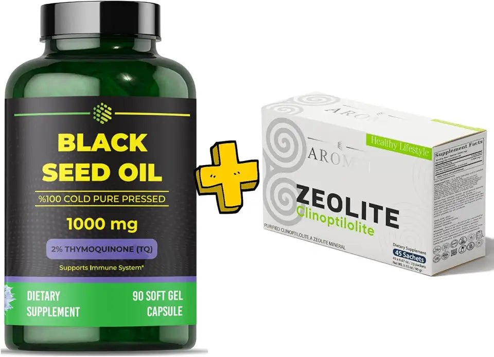 Black Seed Oil 90 Softgel Capsules + Zeolite Clinoptilolite 45 Sachets L5935