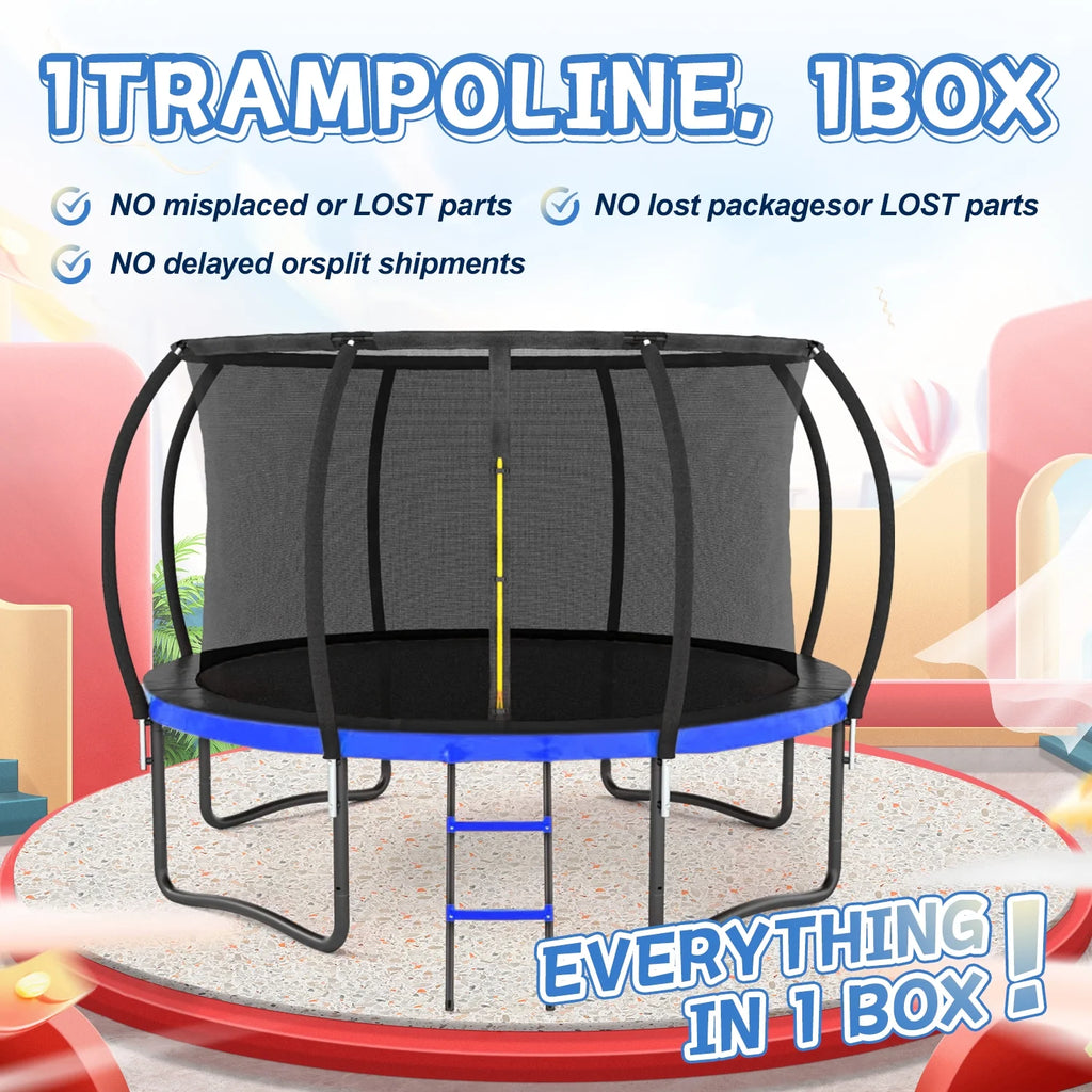 12FT Outdoor Trampoline with Safety Enclosure and Ladder K95552