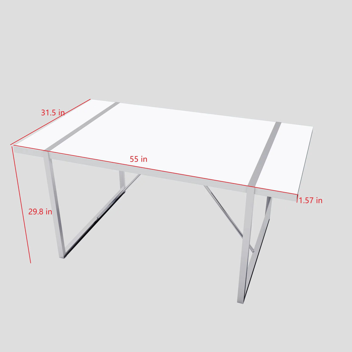 White Dining Table with Silver Metal Legs A476