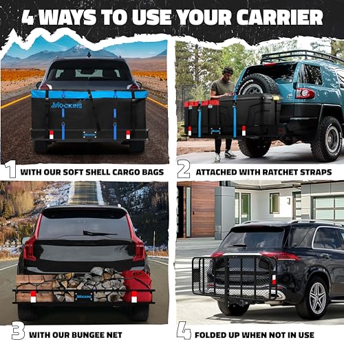 60x20x6 Heavy-Duty Folding Hitch Cargo Carrier with Waterproof Luggage Bag P7930