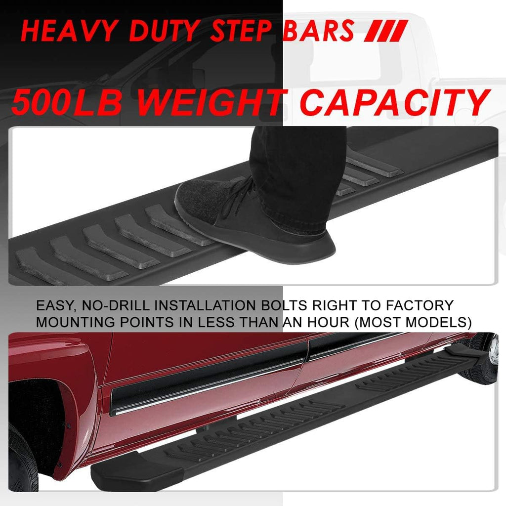 6 Inches Black Aluminum Running Boards S88062