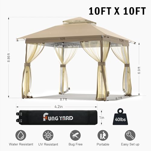 10x10 Pop Up Gazebo with Mosquito Nettings D845