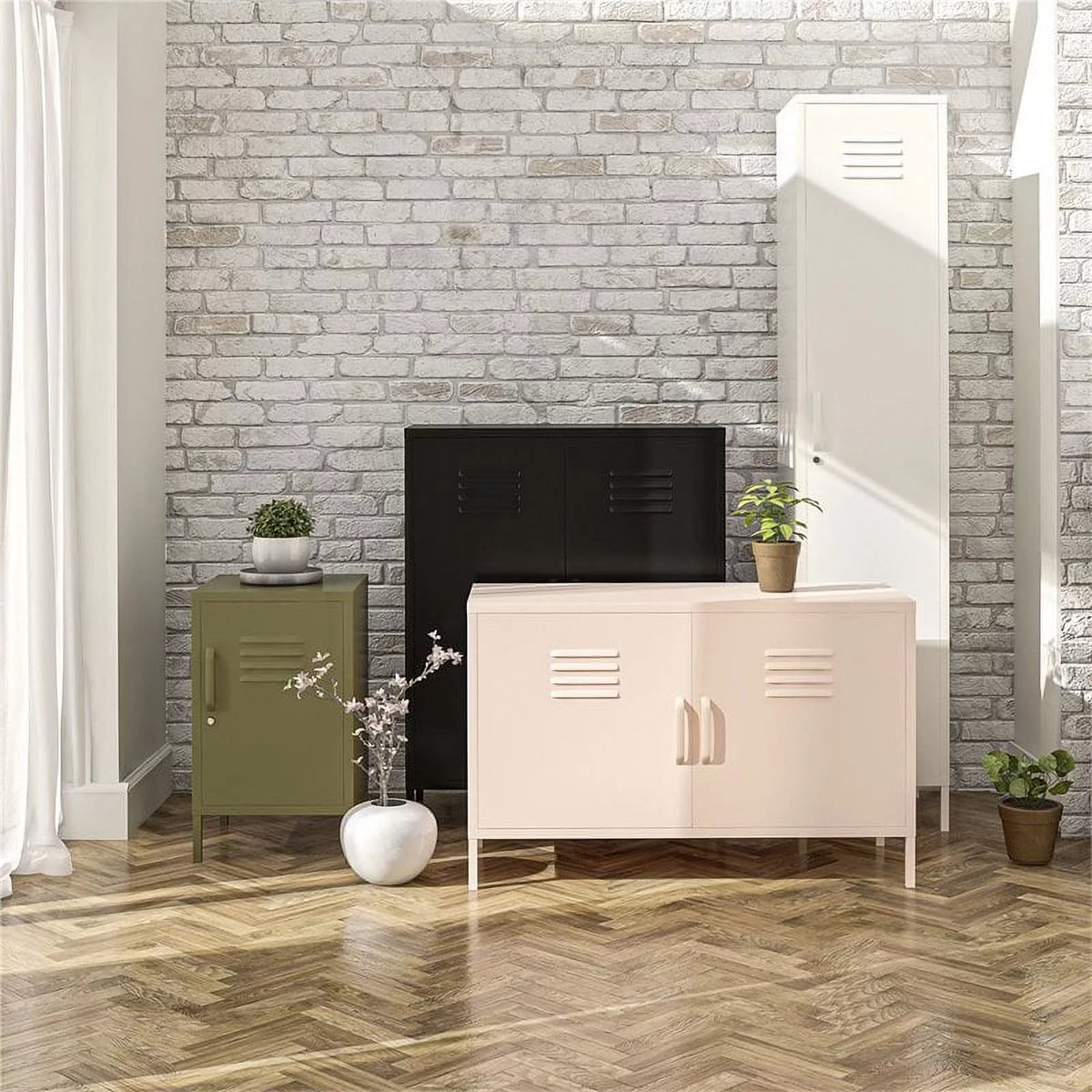 2 Door Metal Accent Cabinet in White F337130