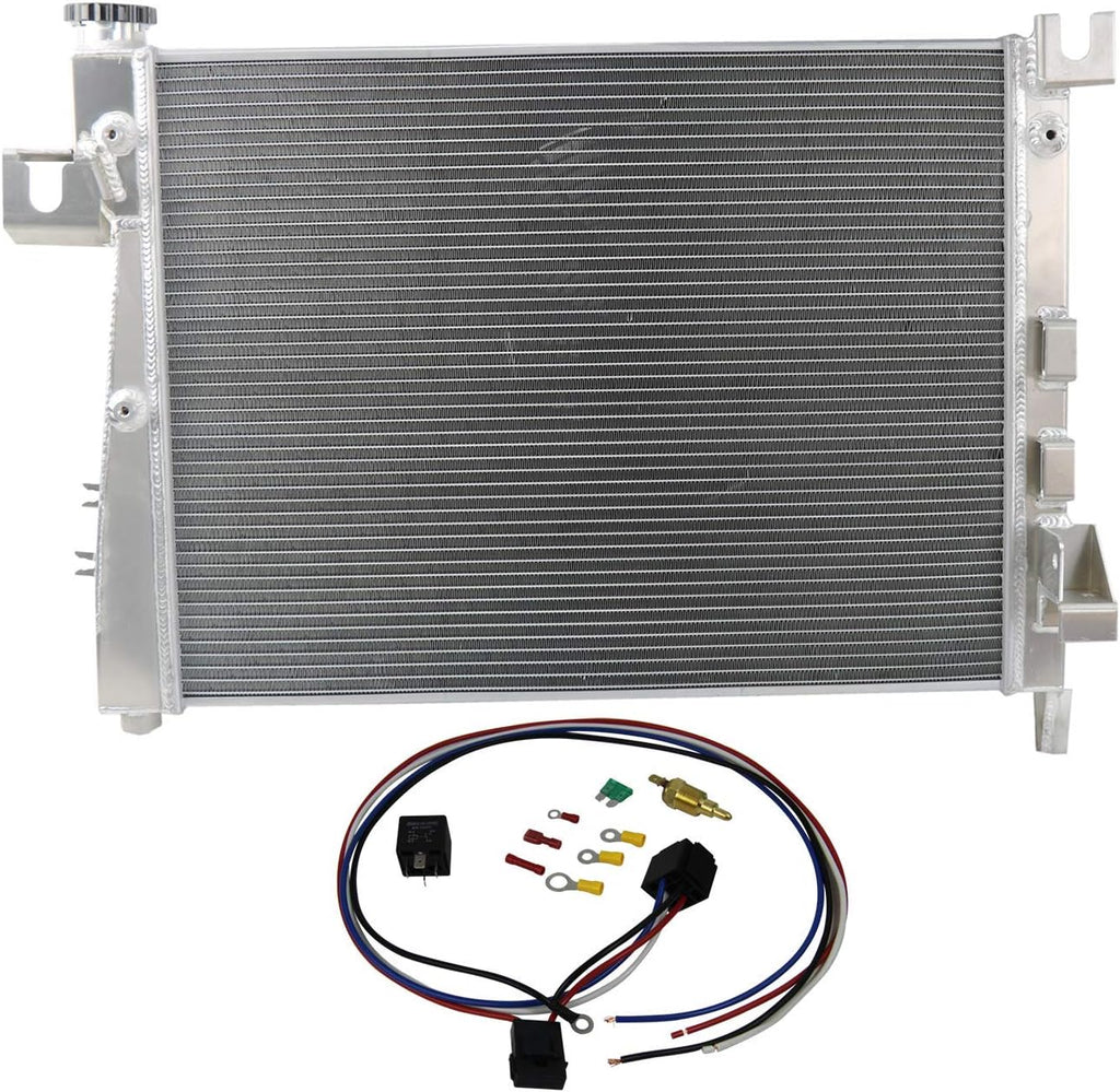 2 Row All Aluminum Radiator with Shroud Fan and Thermostat Relay Kits H46376