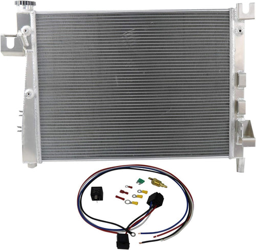 2 Row All Aluminum Radiator with Shroud Fan and Thermostat Relay Kits H46376